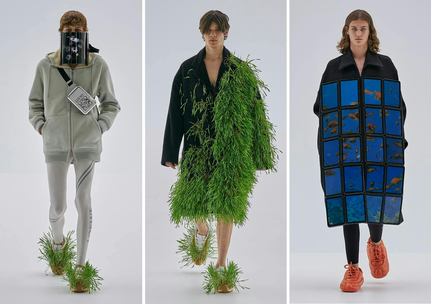 clothing apparel person human overcoat coat plant