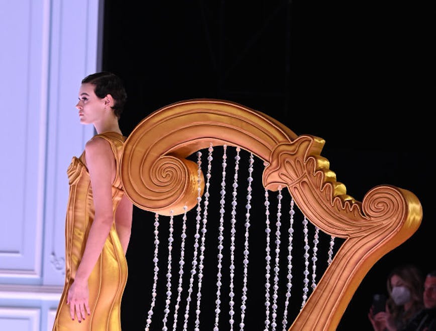 milan clothing dress person harp musical instrument